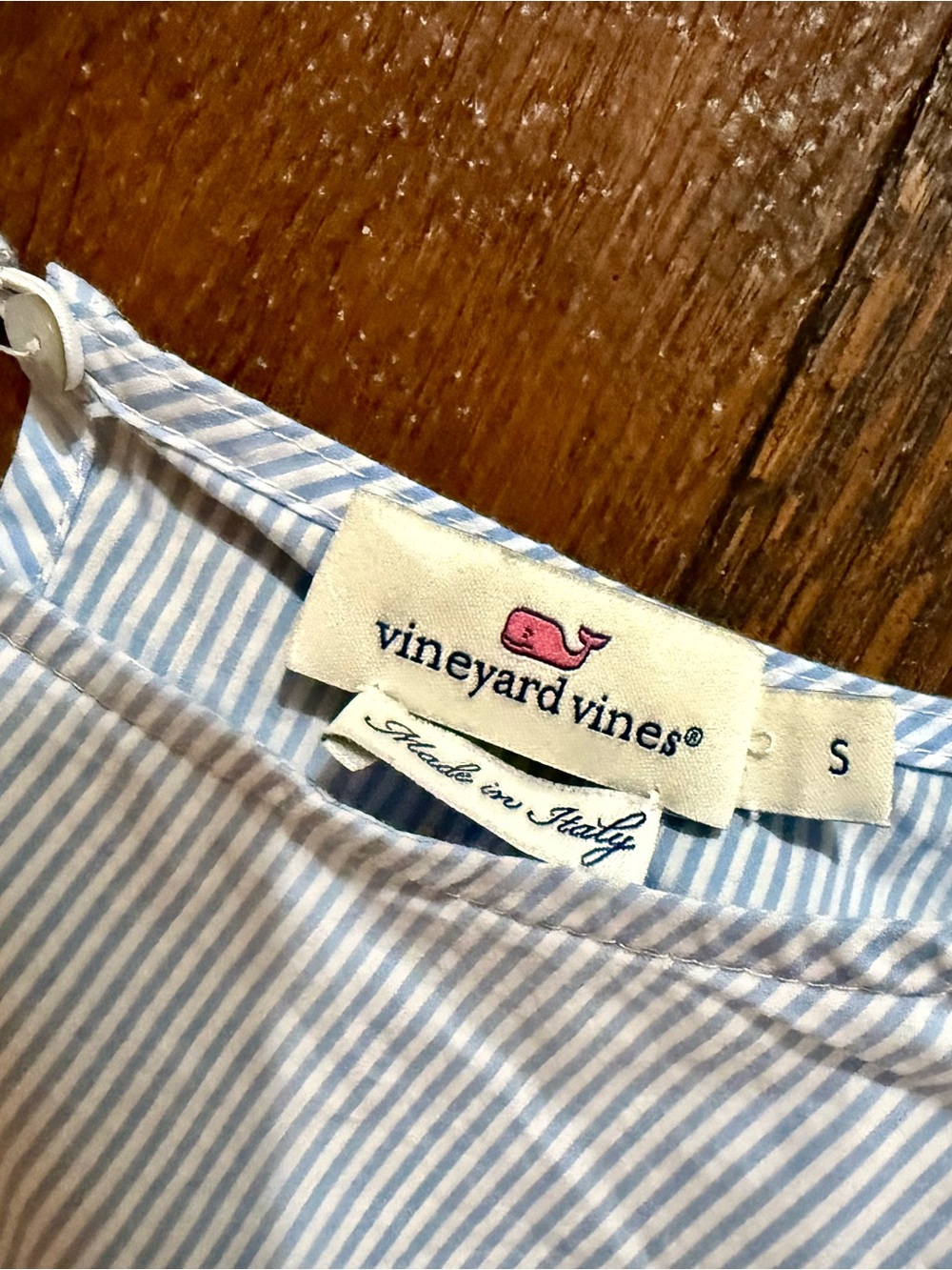 Vineyard Vines Light Blue and White Striped Women's Top
